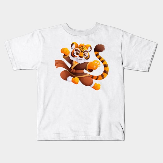 Kung fu master tiger in kimono Kids T-Shirt by Javvani